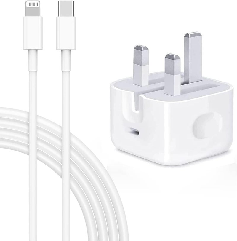 كيس لوجيك Case Logic [معتمد من Apple MFi] شاحن سريع PD بقوة 20 واط لأيفون، محول طاقة من النوع C مع قابس حائط، كابل USB-C إلى Lightning بطول 1 متر لأجهزة 14 13 12 11 Pro Mini XS XR X، iPad، AirPod، أبيض، Q1 (VR-001Z) - Image 1