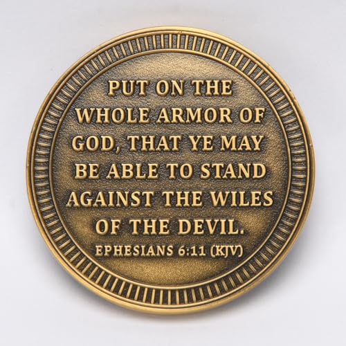 Leabet Armor of God Christian Challenge Coin DoubleSided Zinc Alloy Collectible with Antique Finish Featuring Ephesians 611 Scripture and Knight in Full Armor - Image 5