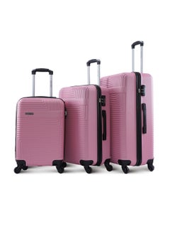 PARAJOHN Neto 3 Piece ABS Hardside Spinner Luggage Trolley Set 20/24/28 Inch Pink  - Image 1