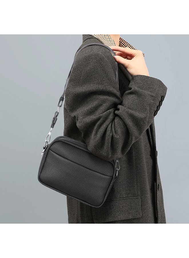 Women's Crossbody Clutch Purses with PU Leather Detachable Strap Square Bag for Commuting Business Travel, Black - Image 2