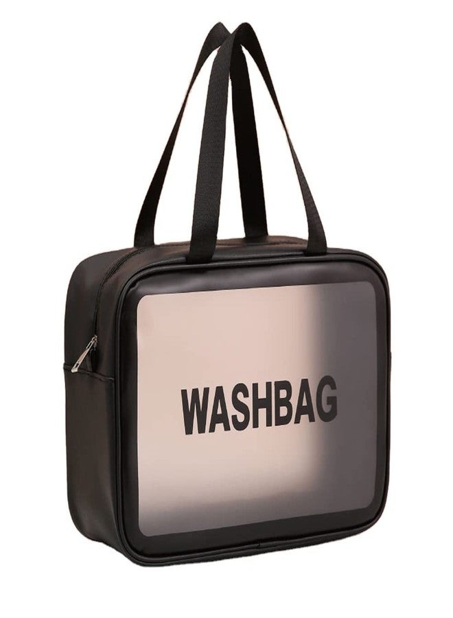 Sadvidhya Faux Leather Water-Resistance Toiletries Cosmetics Makeup Storage Organizer Bag for Girls and Women (Black) - Image 1