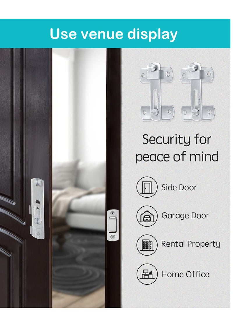 SYOSI 2pcs Door Lock, Stainless Steel Gate Latches, Flip Door Lock Latch, Safety Door Bolt Latch Lock Suitable for Door and Window, Barn Door Latch, Coop, Garden, Household, Bathroom(Silver) - Image 3