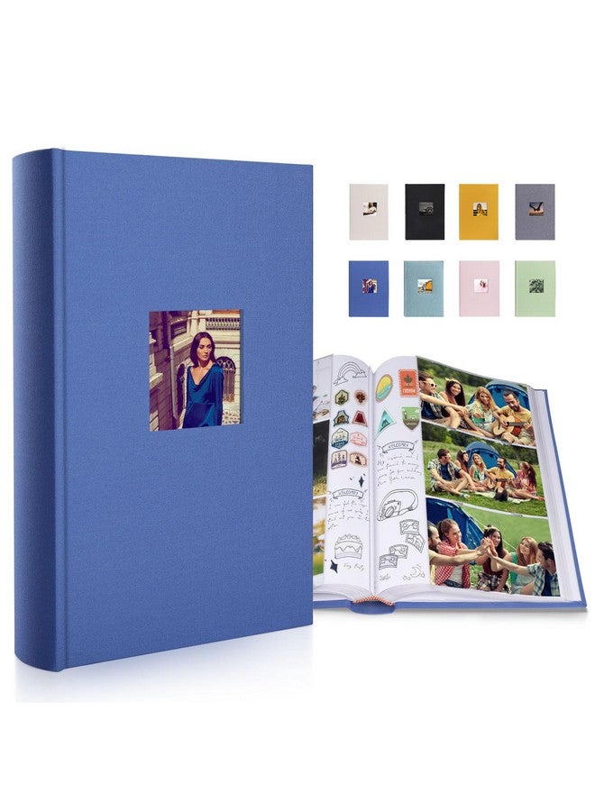 1DOT2 Luxury Fabric Photo Album 4X6 With Writing Space Acid Free Pockets Holds 300 Photos With Memo, 3 Per Pages Photobook Album For Wedding Vacation Family Blue - Image 1