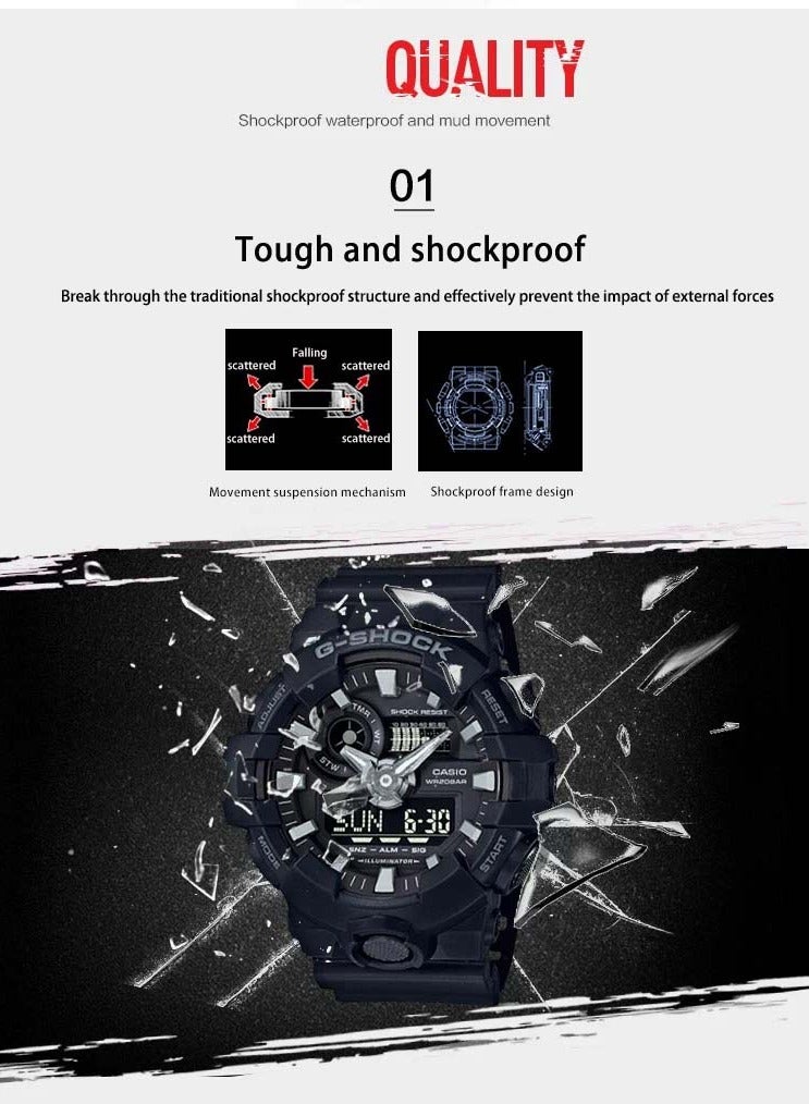CASIO Casio Watches Men's G-Shock Large Dial Fashion Trend Waterproof Sports Men's Watch GA-700-1B - Image 4