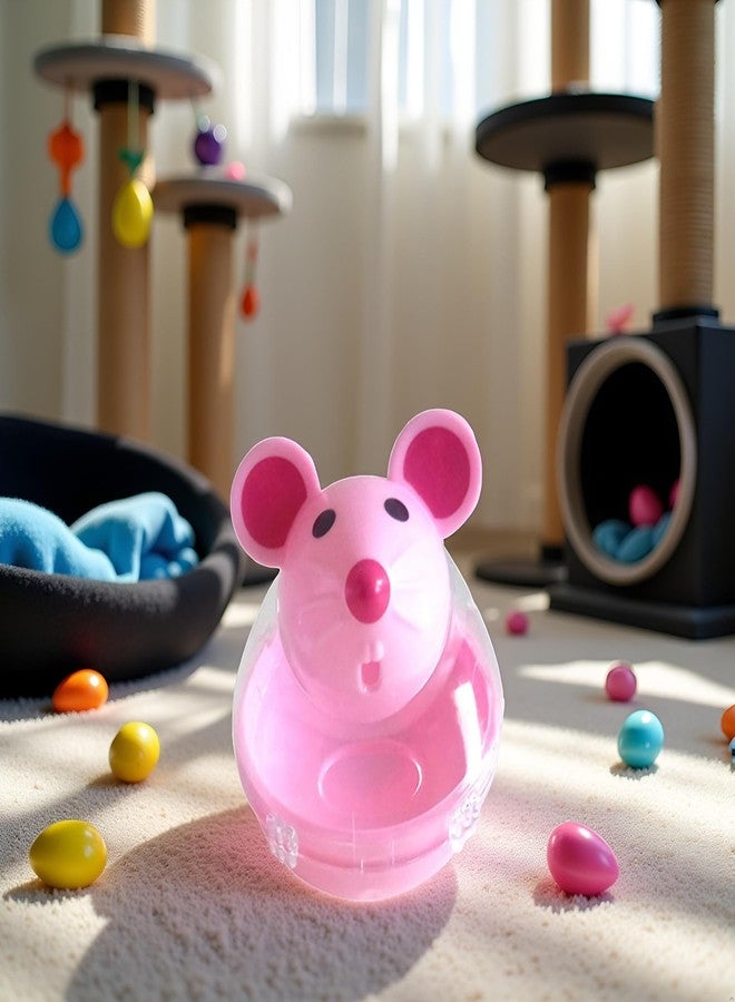 SquarezhenBo Mouse Shape Interactive Toys for Cats Toy,Play Cat Toy Pet Cat,Kitte Treat Holder Food Storage Dispenser Chew Play Toy for Indoor Cat and Kitten Exercise,Mice and Animal Toys (Pink) - Image 2