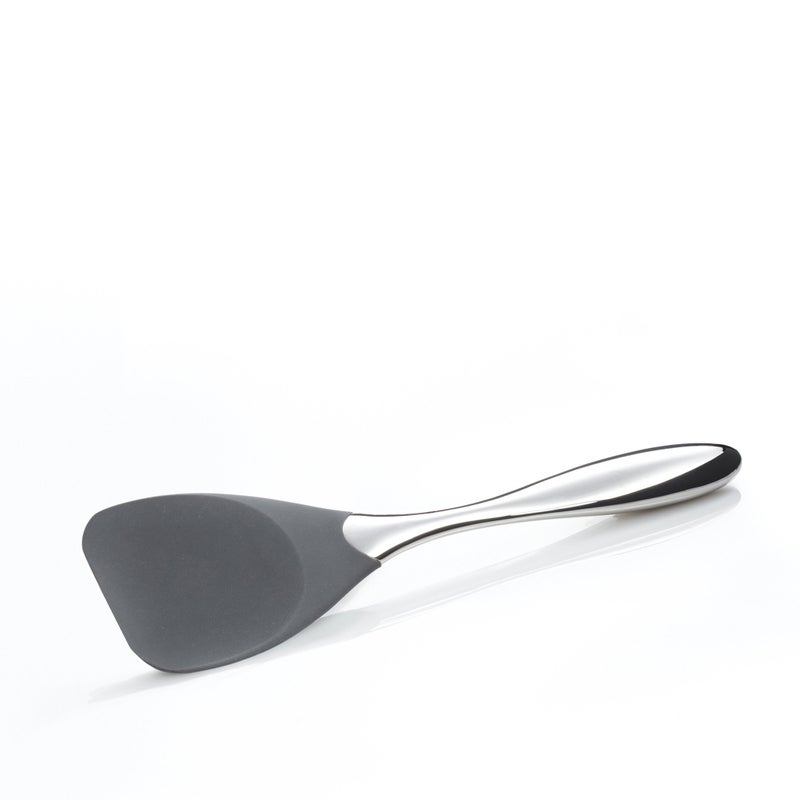Nambe nambe Curvo Spoonula Spatula  12 Inch Heat Resistant Kitchen Scraper for Baking and Cooking  Made of Stainless Steel and Silicone  Designed by Steve Cozzolino
