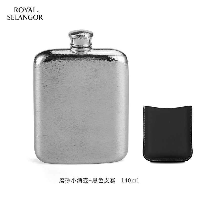 Royal Selangor Imported Handcrafted Small Wine Pot with Traditional Gold-Plating and Carved Cowhide Design - Portable Drinking  Set - Image 1