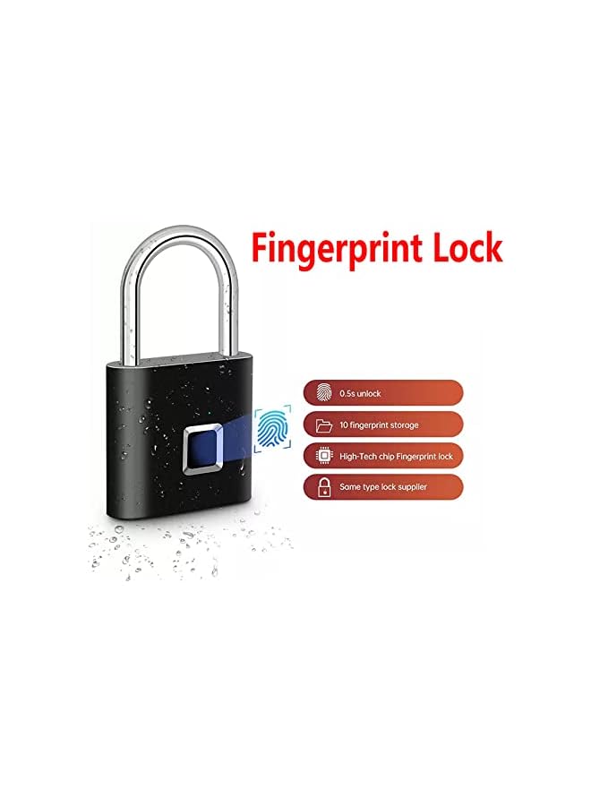 PROMASS PROMASS Fingerprint Padlock, Fingerprint Waterproof Keyless Anti-Theft, Security Digital Lock Portable for Locker, Gym, Door, Luggage, Suitcase, Handbags, Wardrobes (Black)  - Image 4