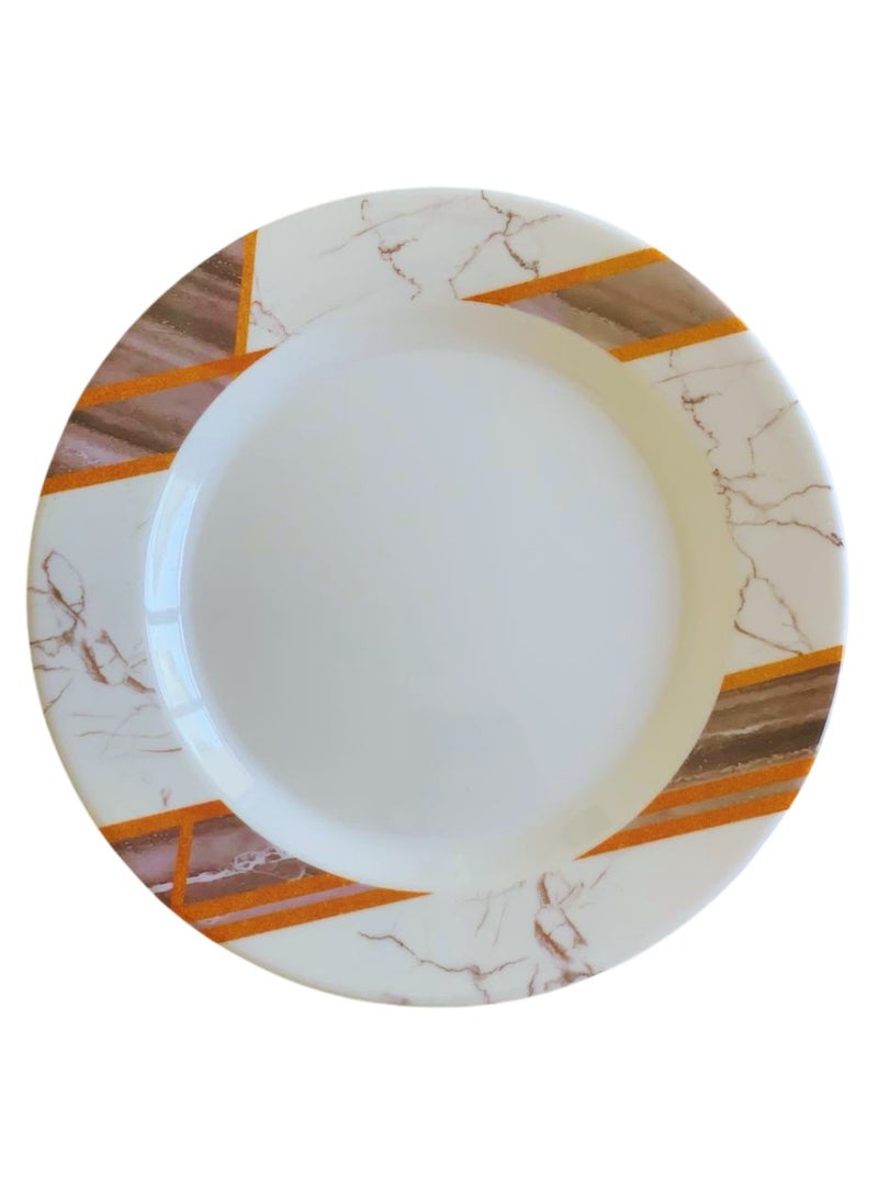 ALLKING Melamine Dinner Plate 10" - Plate with playful Classic decoration, dishwasher safe | Dinner Plates for Everyday Use, Break-resistant and Lightweight | D601 | Set of 6 | Brown - Image 1