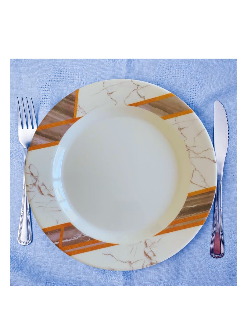 ALLKING Melamine Dinner Plate 10" - Plate with playful Classic decoration, dishwasher safe | Dinner Plates for Everyday Use, Break-resistant and Lightweight | D601 | Set of 6 | Brown - Image 4