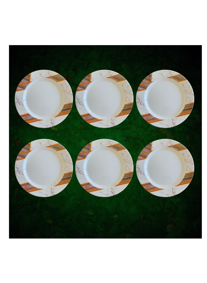 ALLKING Melamine Dinner Plate 10" - Plate with playful Classic decoration, dishwasher safe | Dinner Plates for Everyday Use, Break-resistant and Lightweight | D601 | Set of 6 | Brown - Image 2