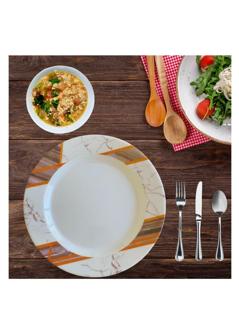 ALLKING Melamine Dinner Plate 10" - Plate with playful Classic decoration, dishwasher safe | Dinner Plates for Everyday Use, Break-resistant and Lightweight | D601 | Set of 6 | Brown - Image 5