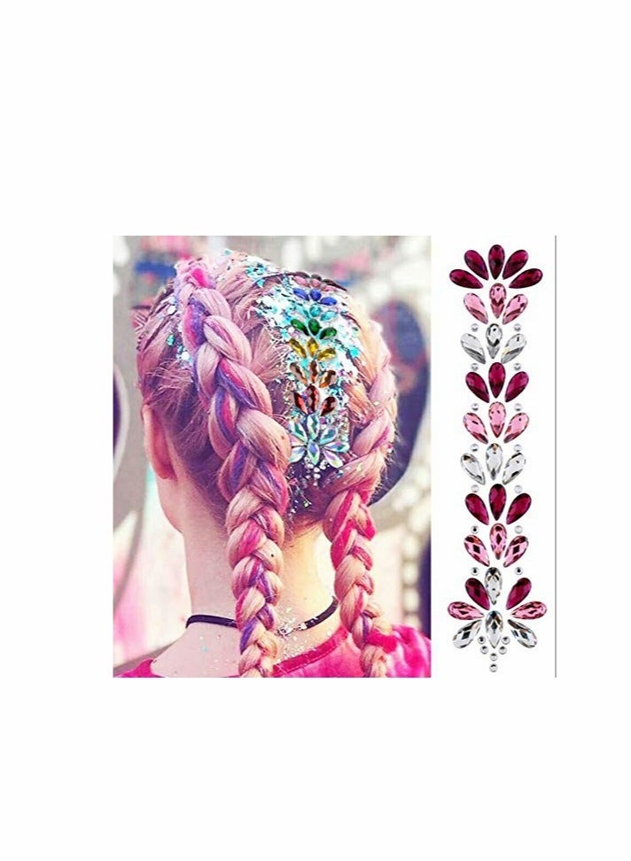 Excefore Hair Gems Stickers, Face Body Jewels Stickers Eyes Forehead, Mermaid Rhinestone Glitter with Self Adhesive Crystal Tears Paste for Masquerade Festival Party - Image 5