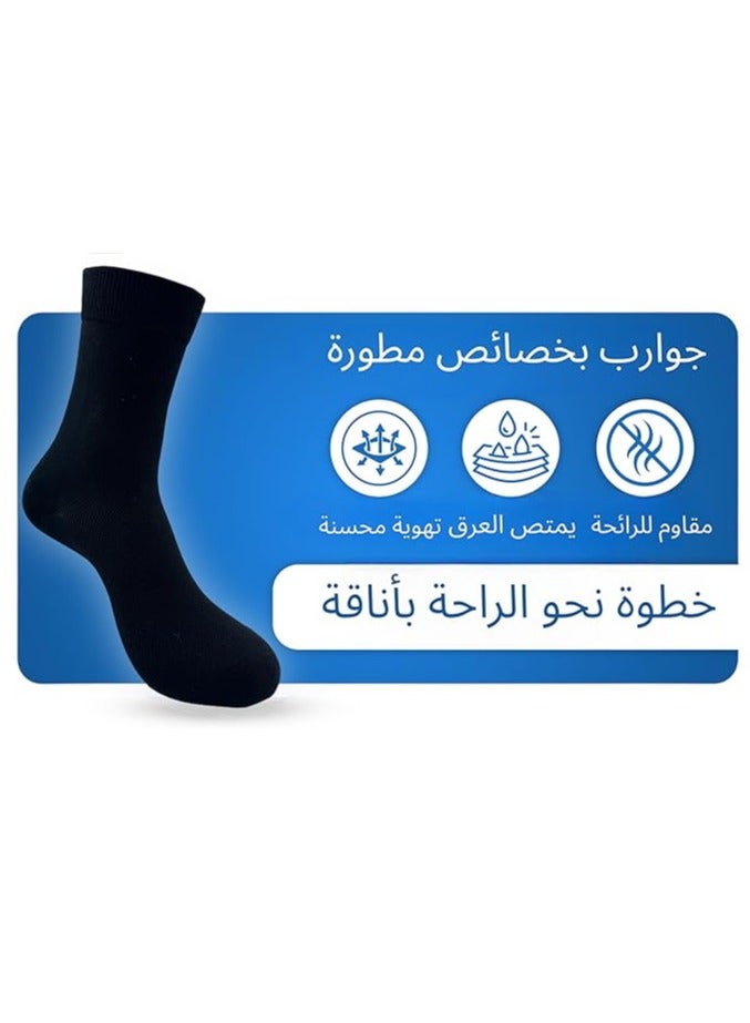 6 Pairs 100% Cotton Black Socks for Men's and Women Mid Calf Dress Socks Breathable Mesh Anti-odor Moisture Wicking Suitable for All Season - Image 4