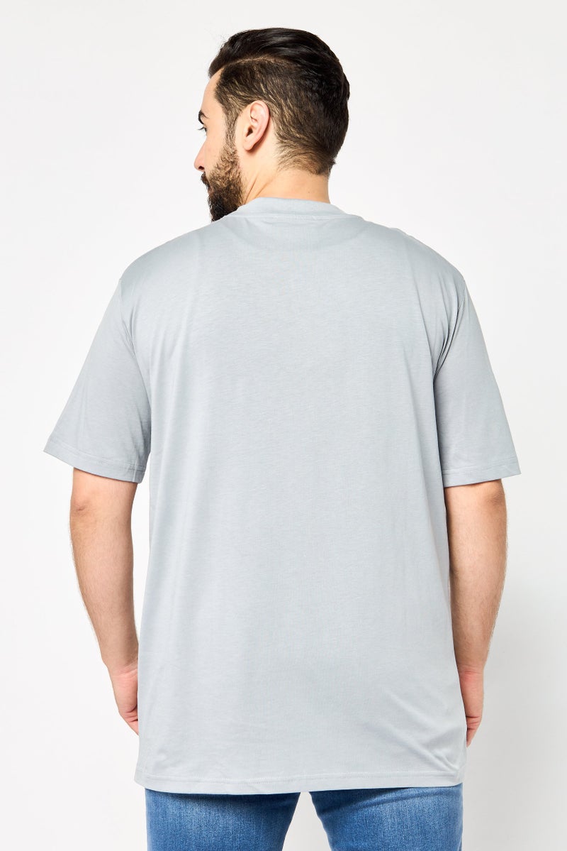 JOHN RICHMOND Men Crew Neck Short Sleeve Brand Logo T Shirt, Grey - Image 2