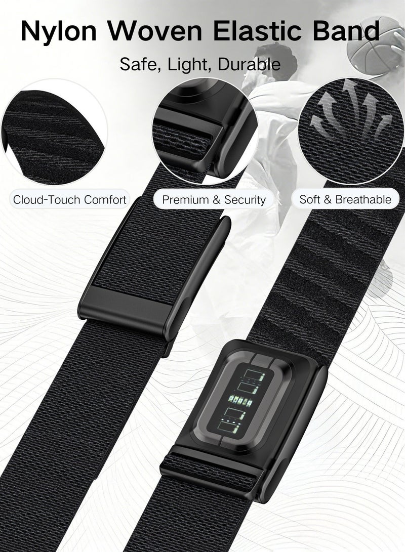 SKT Shiketro Nylon Woven Elastic Band for WHOOP 5.0MG ECG Tracker, Breathable Loop Replacement Strap, Comfortable Adjustable Wrist Band, Matte Black Frame - Image 4