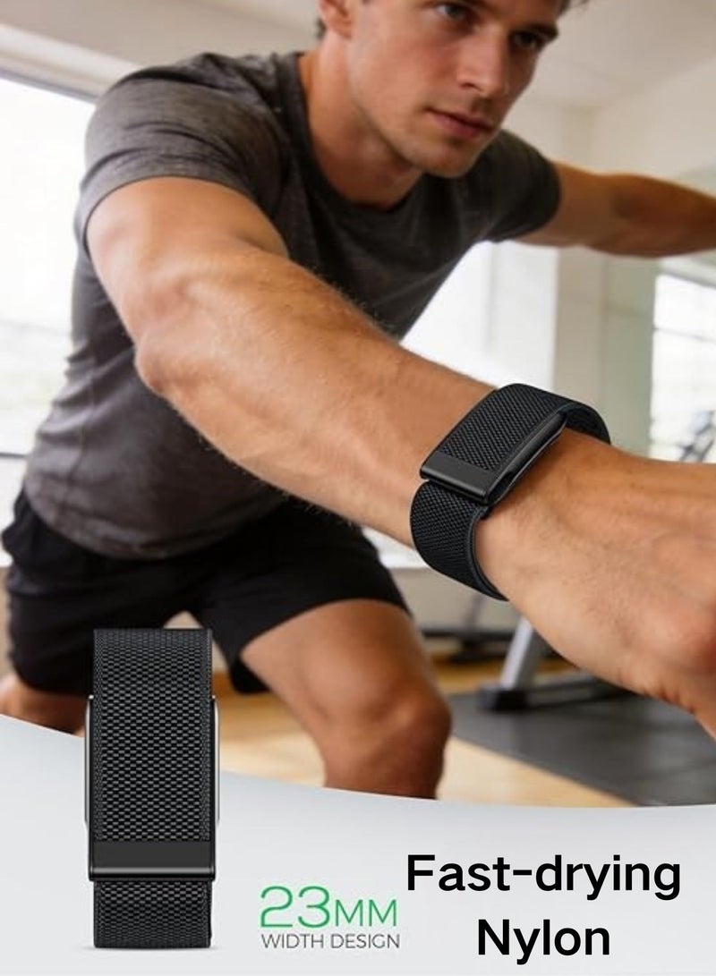 SKT Shiketro Nylon Woven Elastic Band for WHOOP 5.0MG ECG Tracker, Breathable Loop Replacement Strap, Comfortable Adjustable Wrist Band, Matte Black Frame - Image 5