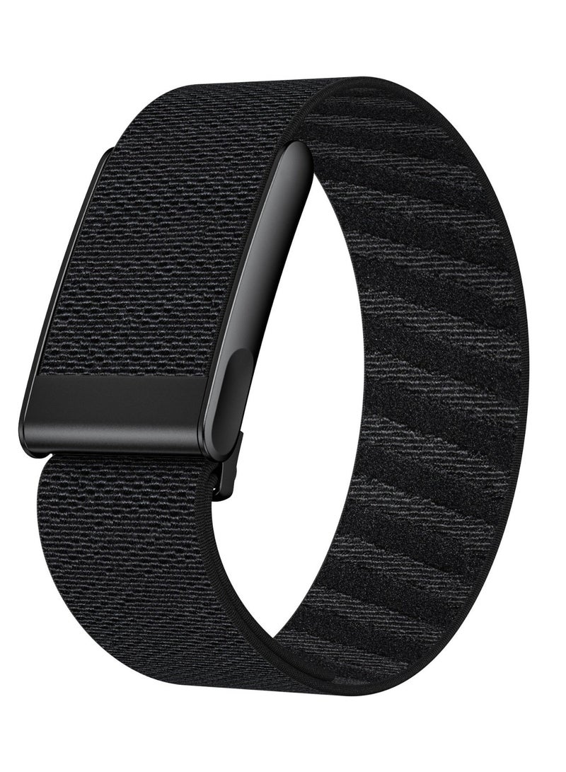 SKT Shiketro Nylon Woven Elastic Band for WHOOP 5.0MG ECG Tracker, Breathable Loop Replacement Strap, Comfortable Adjustable Wrist Band, Matte Black Frame - Image 1