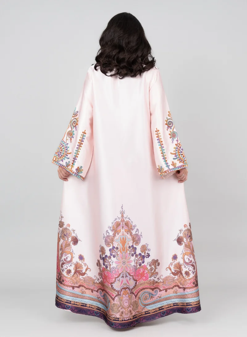 IKKXA Modern Embroidered Jalabiya IK1014 Peach