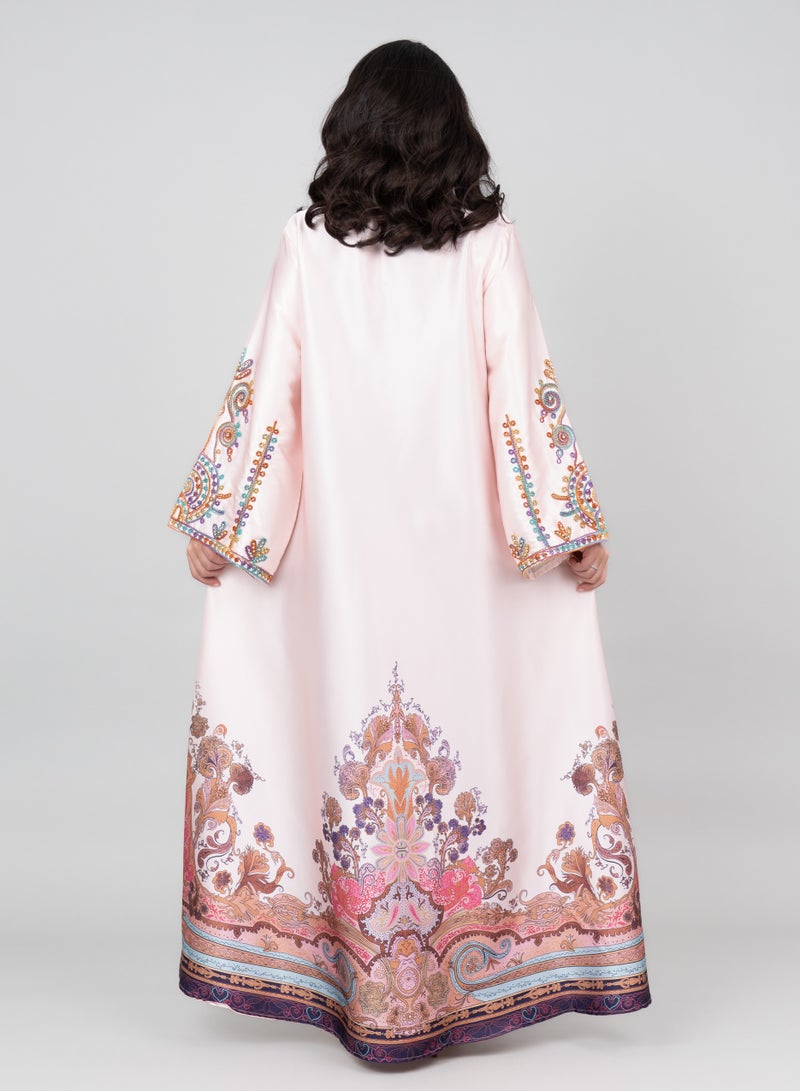 اكسا جلابية مطرزة حديثة خوخي - Image 4