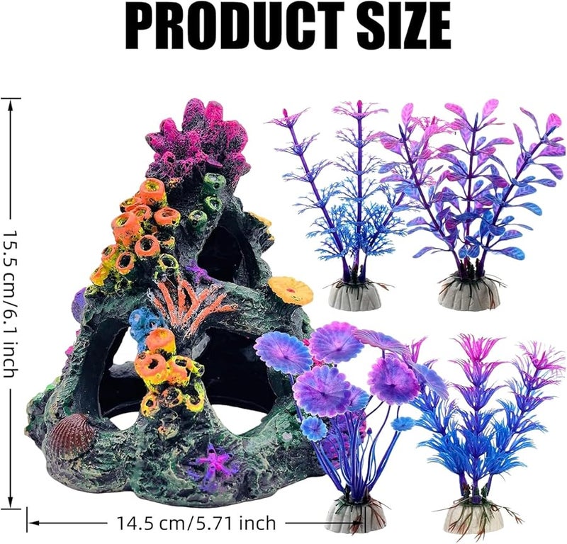 برج المرجان ألوان مائية واقعية تحت الماء مجموعة راتنج المرجان لتنسيق مناظر حوض أسماك الأحياء المائية - Image 4