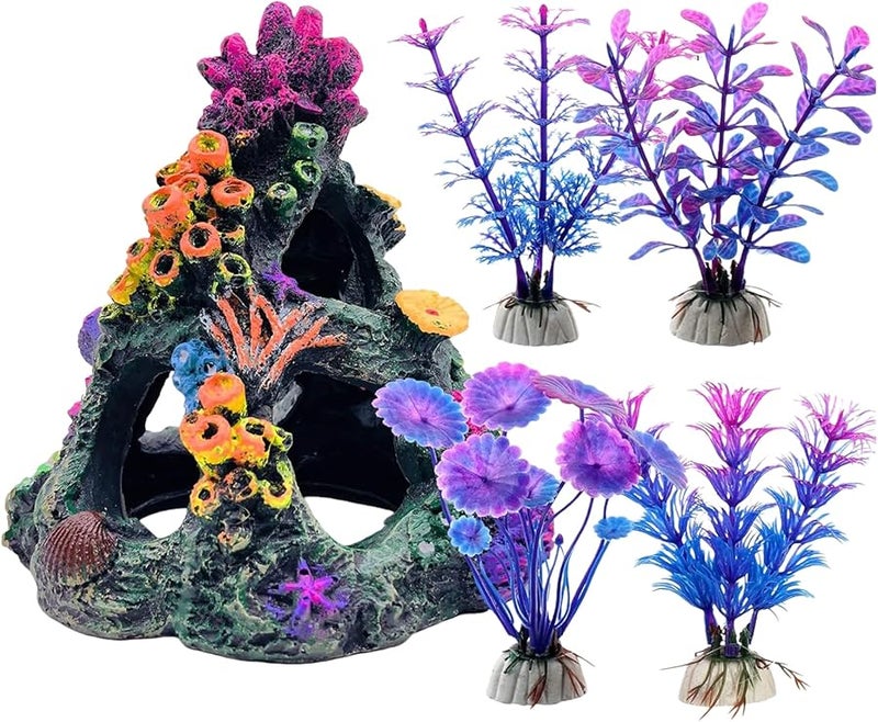 برج المرجان ألوان مائية واقعية تحت الماء مجموعة راتنج المرجان لتنسيق مناظر حوض أسماك الأحياء المائية - Image 2