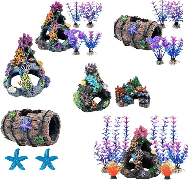 برج المرجان ألوان مائية واقعية تحت الماء مجموعة راتنج المرجان لتنسيق مناظر حوض أسماك الأحياء المائية - Image 3