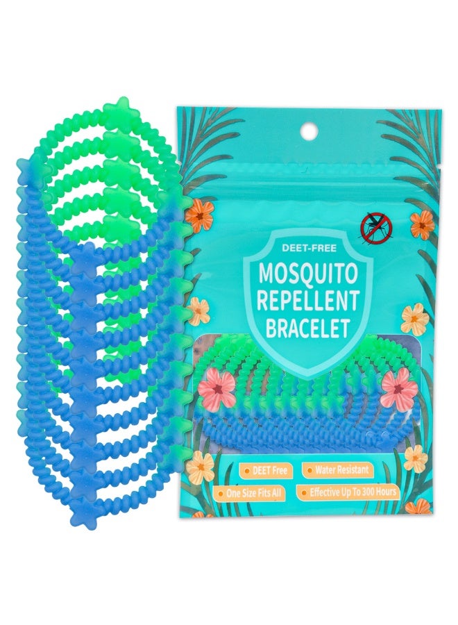 10-Pack Glow-In-The-Dark Mosquito Repellent Bracelets, Anti-Bite Plant Essential Oil, For Children And Adults, Outdoor Insect Repellent And Mosquito Prevention Bracelets Blue/Green - Image 1