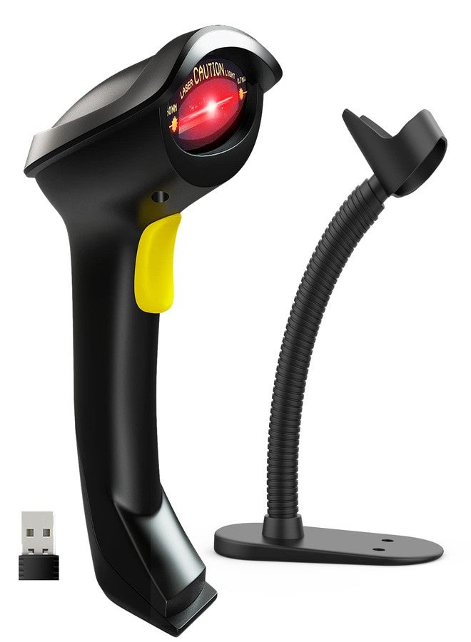 NADAMOO Wireless Barcode Scanner with Stand 2-in-1 2.4G Wireless & Wired USB Bar Code Scanner Handheld Laser Bar Code Reader Automatic Hand Scanner for Computer POS Warehouse Inventory Library - Image 1