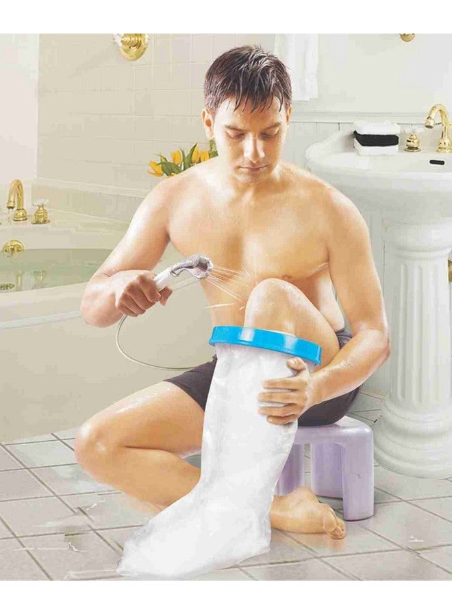 DYNA حامي دينا | ساق قصيرة للبالغين | غطاء ساق مقاوم للماء أسفل الركبة | للاستحمام والحمام | يحافظ على جفاف الجبيرة والجروح والضمادات | قابل لإعادة الاستخدام (ساق قصيرة للبالغين) - Image 1