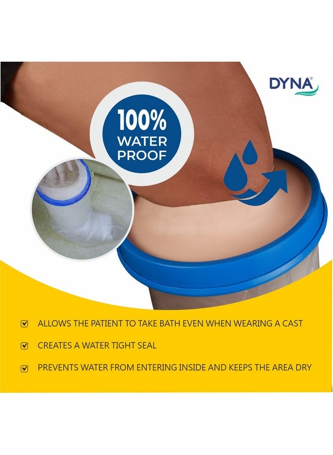 DYNA حامي دينا | ساق قصيرة للبالغين | غطاء ساق مقاوم للماء أسفل الركبة | للاستحمام والحمام | يحافظ على جفاف الجبيرة والجروح والضمادات | قابل لإعادة الاستخدام (ساق قصيرة للبالغين) - Image 3