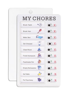 Sliding Chores Chart Plastic Checklist Board, Detachable Reusable Plastic Daily to Do List Memo for Home Routine Planning Kids Planner Schedule Reminder, 1 Pcs White