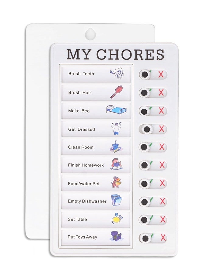 Generic - Sliding Chores Chart Plastic Checklist Board, Detachable Reusable Plastic Daily to Do List Memo for Home Routine Planning Kids Planner Schedule Reminder, 1 Pcs White - Image 1
