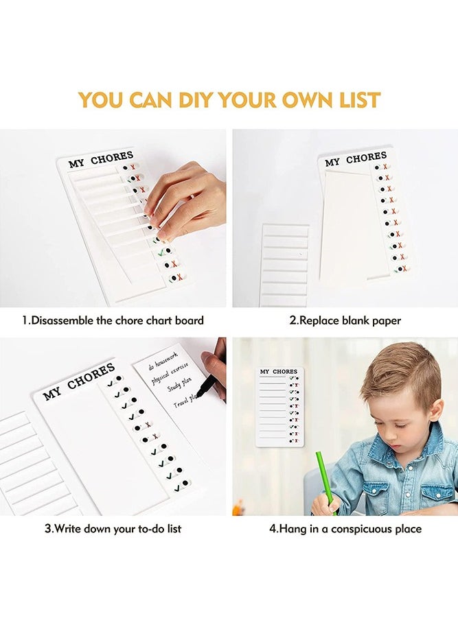 Generic - Sliding Chores Chart Plastic Checklist Board, Detachable Reusable Plastic Daily to Do List Memo for Home Routine Planning Kids Planner Schedule Reminder, 1 Pcs White - Image 1
