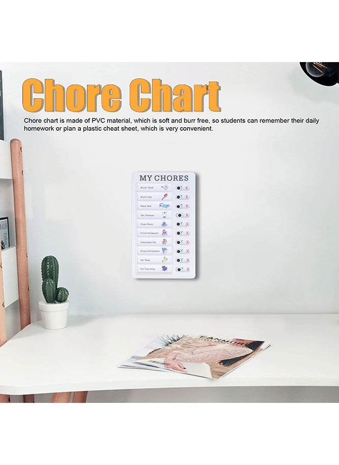 Generic - Sliding Chores Chart Plastic Checklist Board, Detachable Reusable Plastic Daily to Do List Memo for Home Routine Planning Kids Planner Schedule Reminder, 1 Pcs White - Image 1
