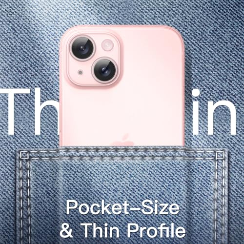 JETech Ultra Slim Case for iPhone 15 6.1-Inch, Camera Lens Cover Full Protection, Lightweight Matte Finish PP Hard Minimalist Case, Support Wireless Charging (Pink) - Image 5