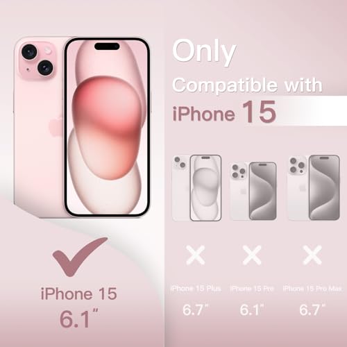 JETech Ultra Slim Case for iPhone 15 6.1-Inch, Camera Lens Cover Full Protection, Lightweight Matte Finish PP Hard Minimalist Case, Support Wireless Charging (Pink) - Image 2
