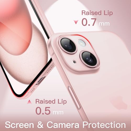 JETech Ultra Slim Case for iPhone 15 6.1-Inch, Camera Lens Cover Full Protection, Lightweight Matte Finish PP Hard Minimalist Case, Support Wireless Charging (Pink) - Image 4