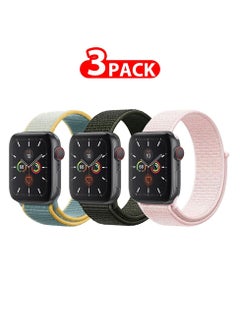 3 Pack For Apple Watch 41mm 40mm 38mm Nylon Sport Loop Band Compatible With iWatch Series 7 SE 6 5 4 3 2 1 Men Women Braided Stretchy Nylon Loop Bands