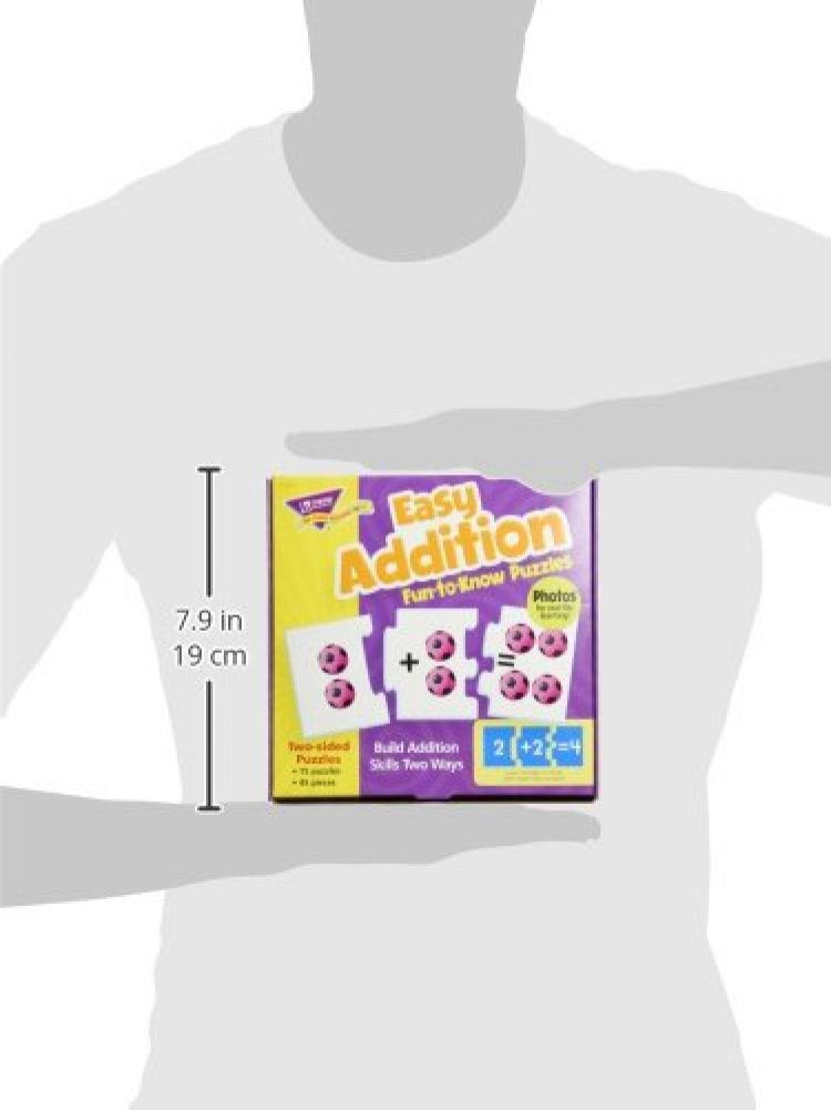 Trend Enterprises: Fun-to-Know Puzzles: Easy Addition, Learn to Add & Solve Basic Equations, 15 Three-Piece Two-Sided Puzzles, Self-Checking, 30 Puzzles Total, for Ages 4 and Up - Image 4