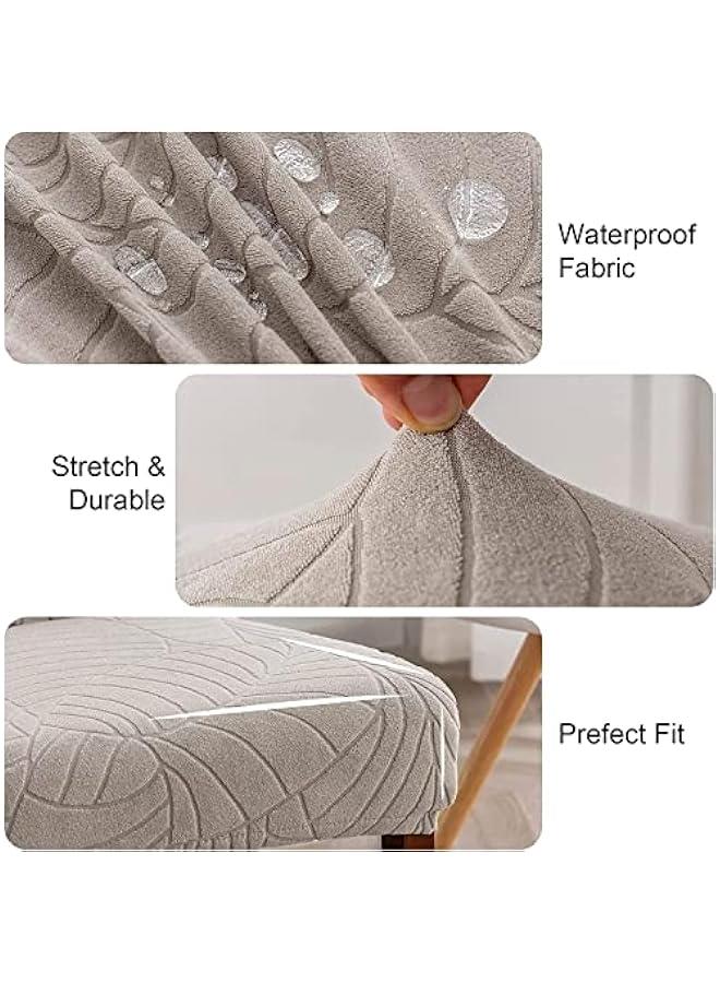 موكسو طقم أغطية كراسي مقاومة للماء وقالة للإزالة والغسل م قماش جاكار قال للتمدد لغرف الطعام والمائدة والمطخ والفدق والمطعم 6 قطع، رمادي فاتح) - Image 3