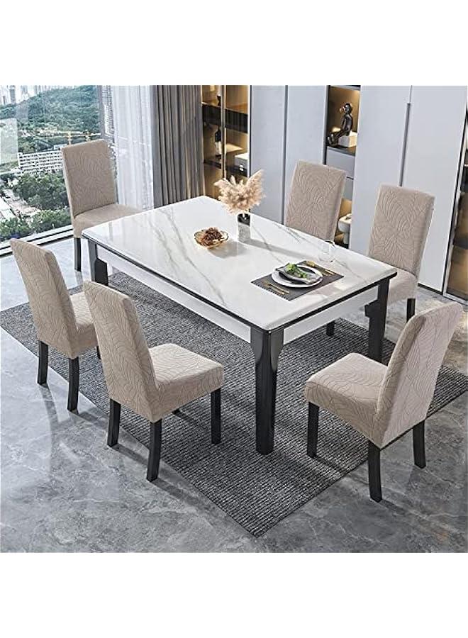 موكسو طقم أغطية كراسي مقاومة للماء وقالة للإزالة والغسل م قماش جاكار قال للتمدد لغرف الطعام والمائدة والمطخ والفدق والمطعم 6 قطع، رمادي فاتح) - Image 5