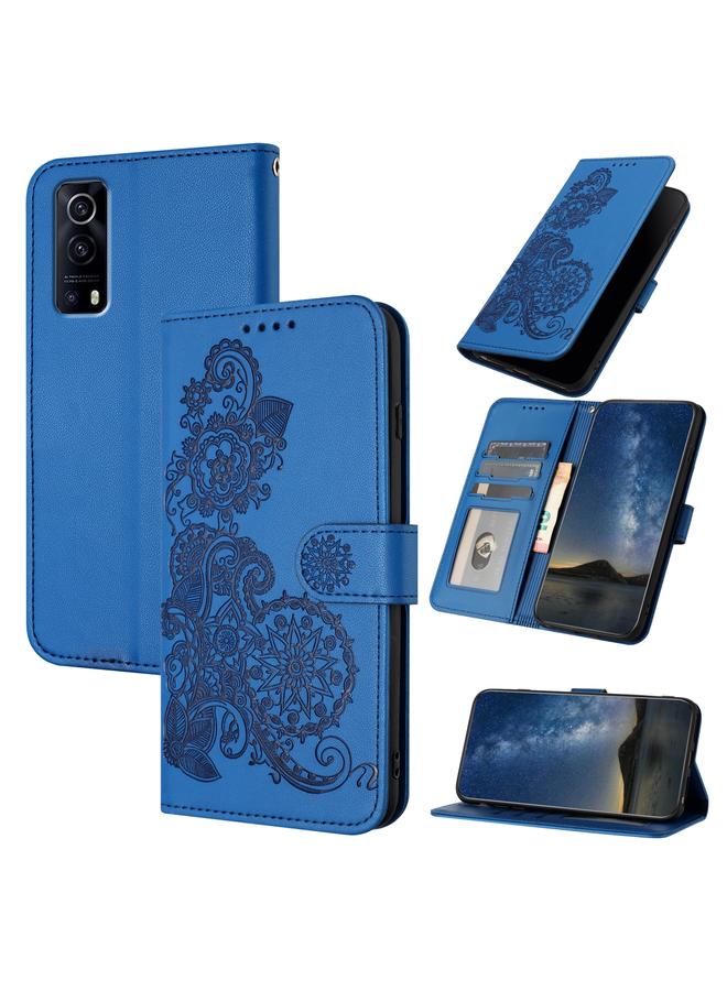 The Bros Case For vivo Y72 5G/iQOO Z3/Y52 5G Datura Flower Embossed Flip Leather Phone Case