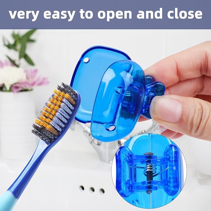 EONWISE Travel Toothbrush Head Covers Toothbrush Protector Cap Brush Pod Case Protective Portable Plastic Clip for Household Travel, Camping, Bathroom, School (Multicolor) ((Pack of 1) (pcs 8)) - Image 3