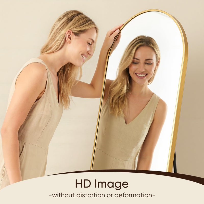 Antok 56" x15â€ Arched Full Length Floor Mirror, Gold Aluminum Frame, Free Standing/Wall Mount/Leaning for Bedroom, Living Room, Dressing Room - Image 5