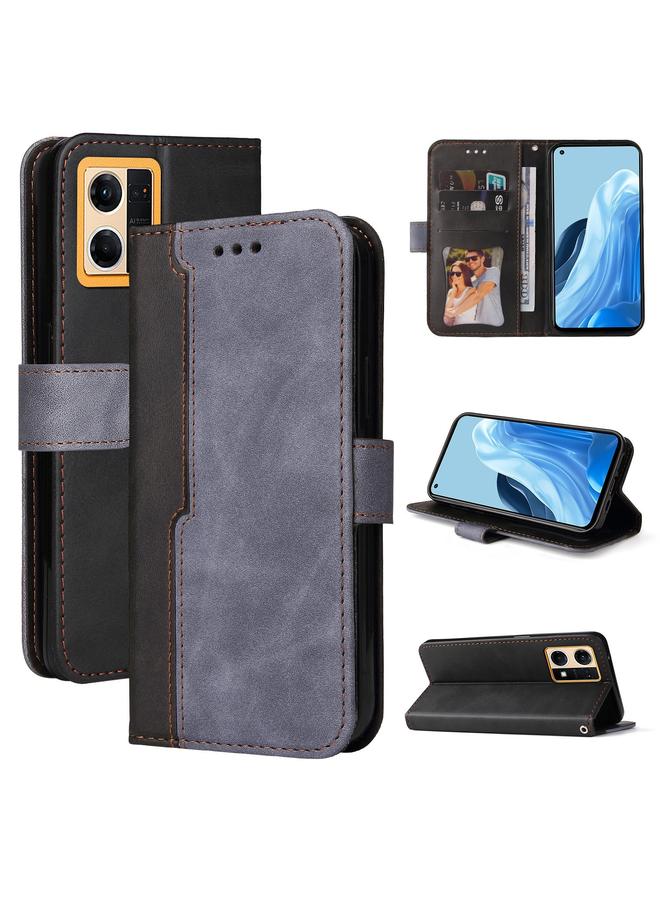 The Bros Case For OPPO Reno7 4G / F21 Pro 4G Stitching-Color Horizontal Flip Leather Phone Case