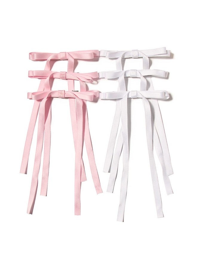 LFOUVRE Fouvre Bow Hair Clips For Women 6Pcs Hair Bow Clip For Girl Bowknot Hair Ribbon For Women Hair Clip With Long Tail Tassel Hair Bows For Women Bow Clip Barrette Hairpin Hair Accessories For Women - Image 2