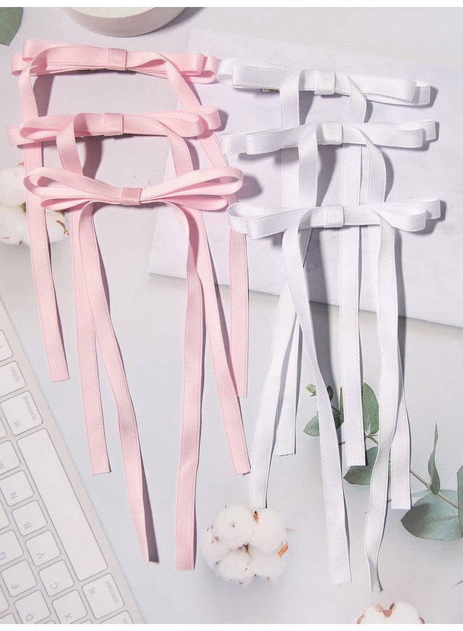 LFOUVRE Fouvre Bow Hair Clips For Women 6Pcs Hair Bow Clip For Girl Bowknot Hair Ribbon For Women Hair Clip With Long Tail Tassel Hair Bows For Women Bow Clip Barrette Hairpin Hair Accessories For Women - Image 3