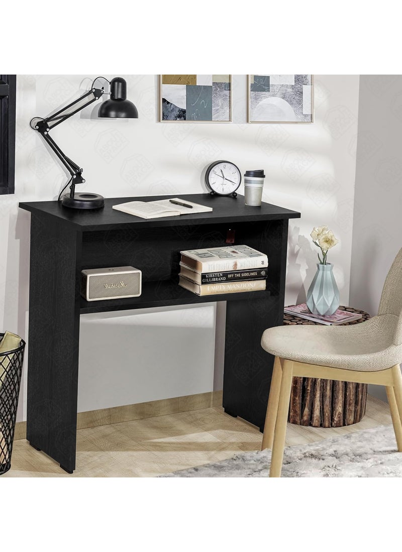 ABOUT SPACE Study Table for Students with UnderDesk Storage Shelf Office Table for Desktop PC Laptop Drawing Computer Table for Home Office Multipurpose Table Black MahoganyL60 x B40 x H75cm