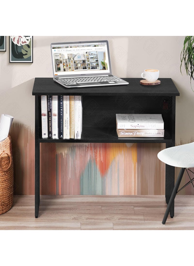 ABOUT SPACE Study Table for Students with UnderDesk Storage Shelf Office Table for Desktop PC Laptop Drawing Computer Table for Home Office Multipurpose Table Black MahoganyL60 x B40 x H75cm